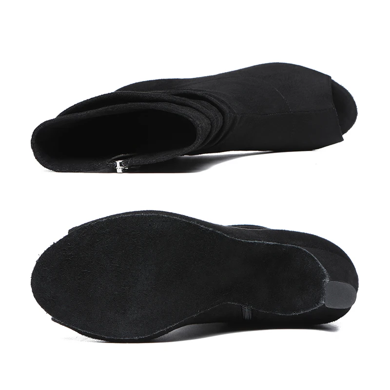 DKZSYIM Jazz Dance Boots Women Elastic Fabric Dancing Shoes Big Size High Heels Competition Black Latina Indoor Standard Boots