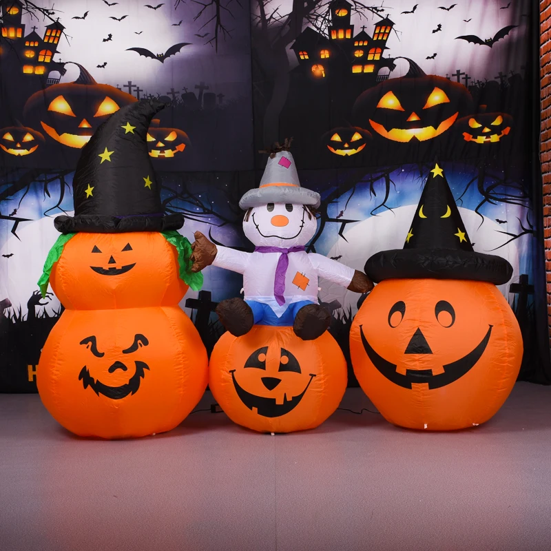 

LED Lighted Pumkin Inflatable Toys Halloween Pumkin Witch Ghost Inflatable Doll Outdoor Indoor Halloween Party Decoration Props