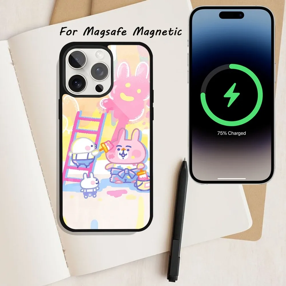 Милый чехол для телефона K-Kanahei iPhone 15 12 13 14 11 Pro Plus Max Magsafe Магнитный с беспроводной
