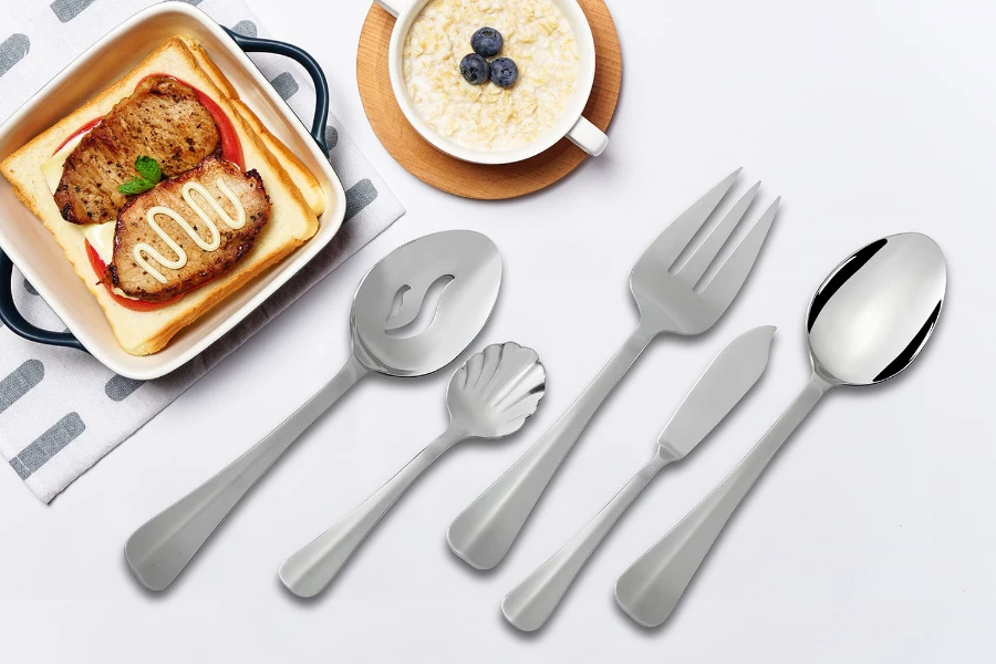 

Splendent 46 Piece Stainless Steel Flatware Set with Wooden Tray Organizer, silver tableware
