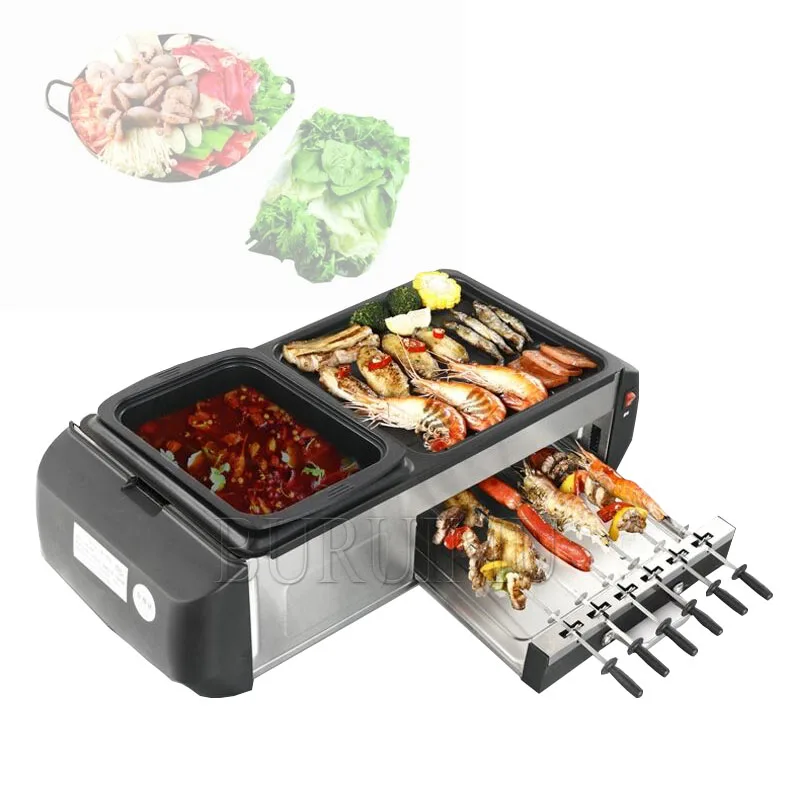 1800 Вт 2 в 1 электрическая плита для приготовления пищи гриль барбекю мультиварка