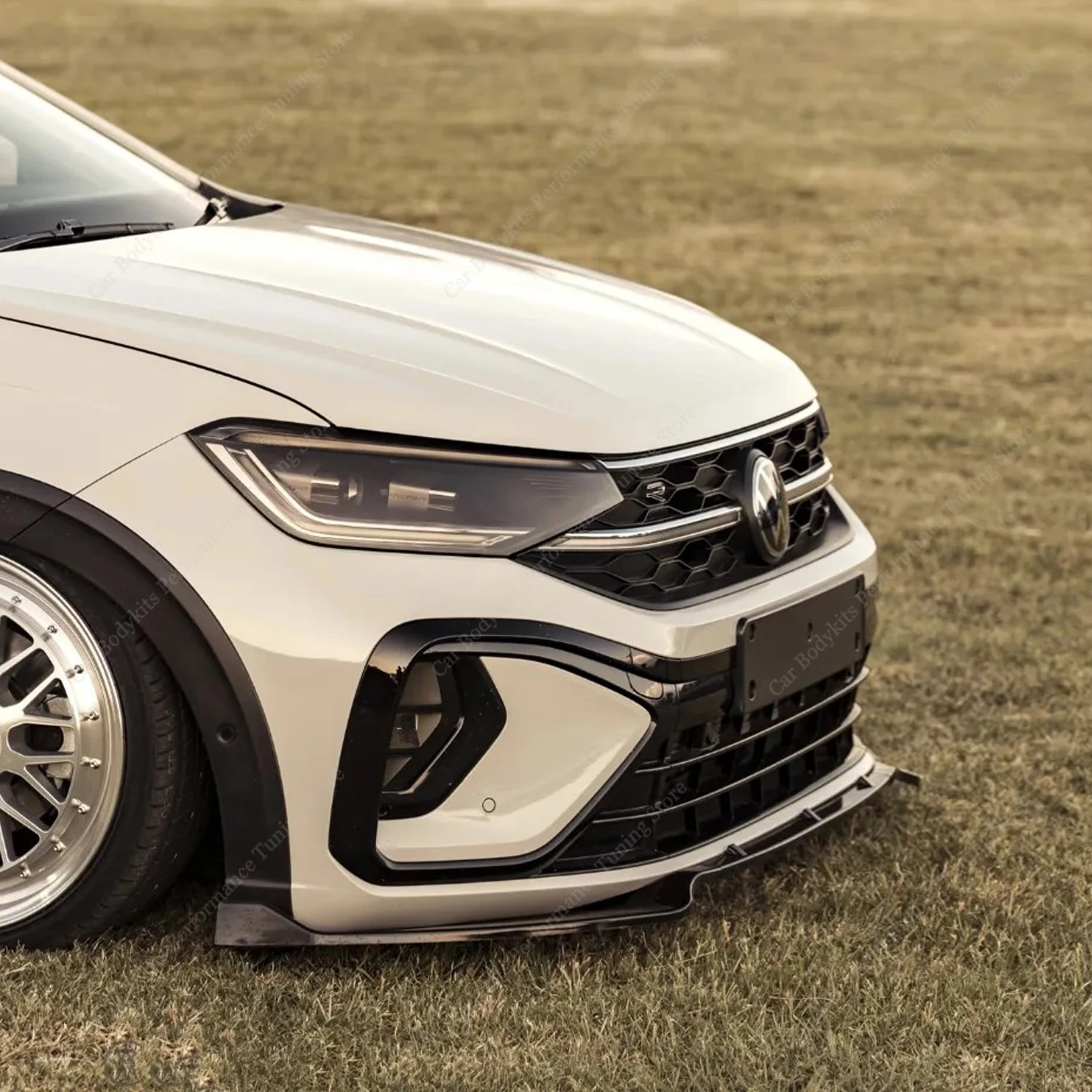 Для VW TAIGO/NiVUS R-Line 2021-2024 3 шт. глянцевый черный передний бампер спойлер для губ