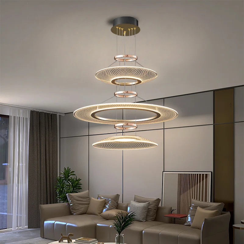 

Светодиодные акриловые люстры для гостиной, современные подвесные потолочные светильники для ресторана, лобби, столовая