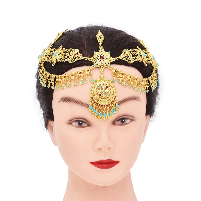

Pendant Hair Jewelry Women Statement Bohemian Ethnic Golden Carved Weddings Party Headband Indian Charms Hairwear Feminina