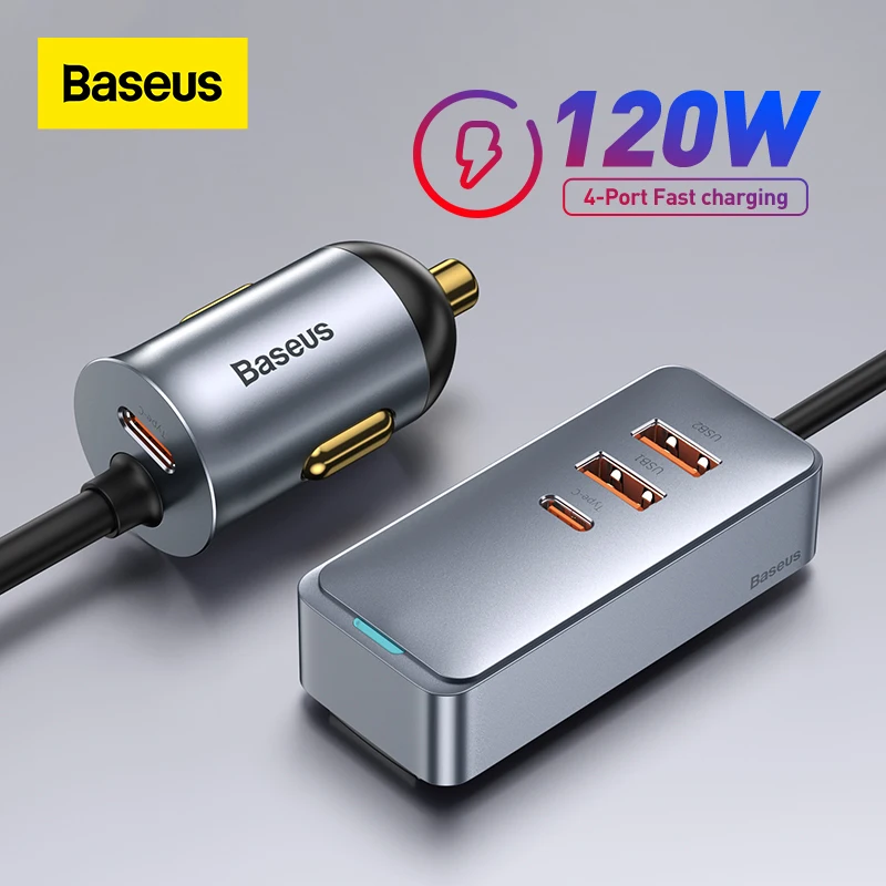 

Baseus 120W PD Car Charger Quick Charger QC 3.0 PD 3.0 For iPhone 13 12 Samsung Type-C USB Charger Portable USB Phone Charger