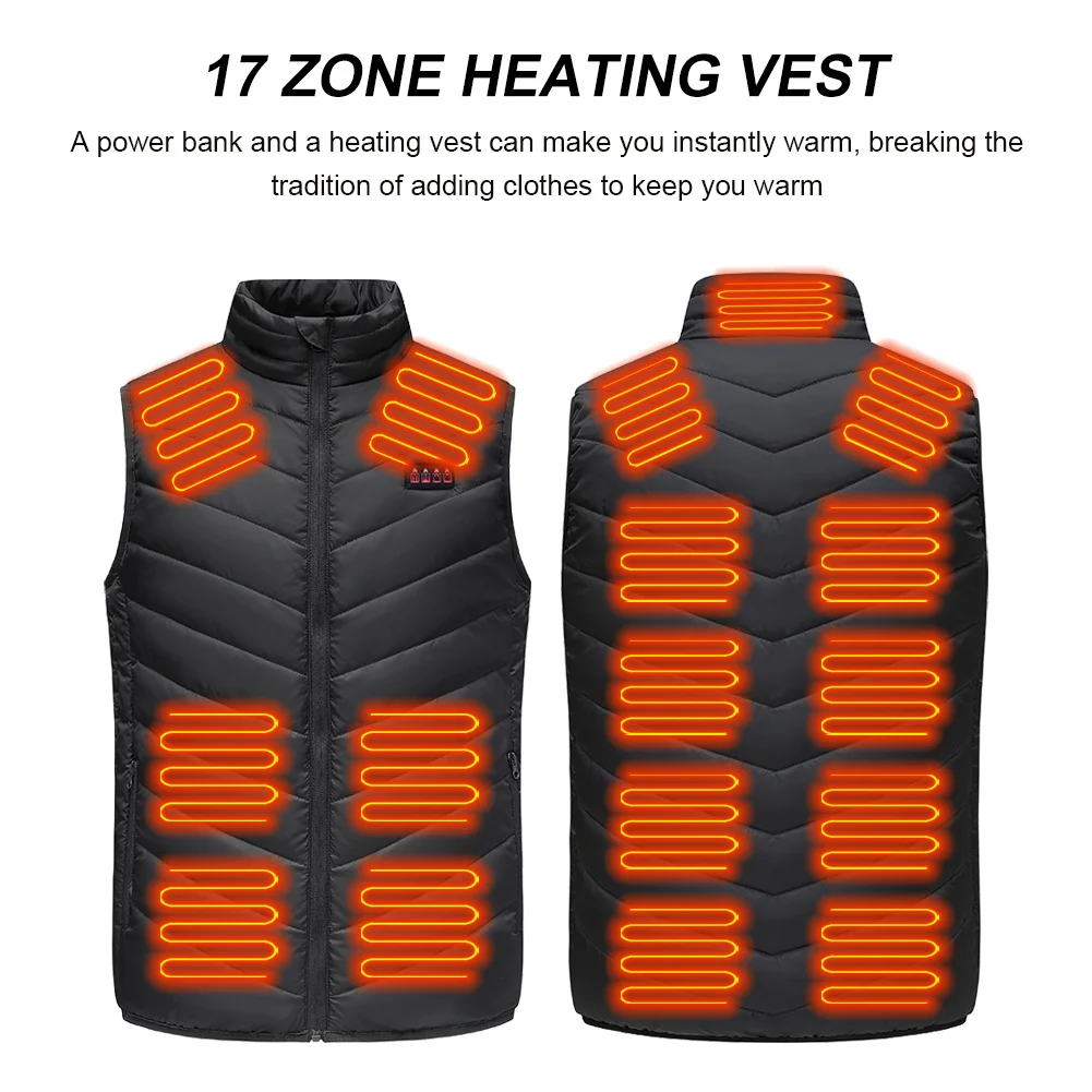 

Жилет с подогревом USB 17 зон для мужчин и женщин, зимние уличные охотничьи и рыболовные куртки с быстрым подогревом, утепленная одежда с подог...