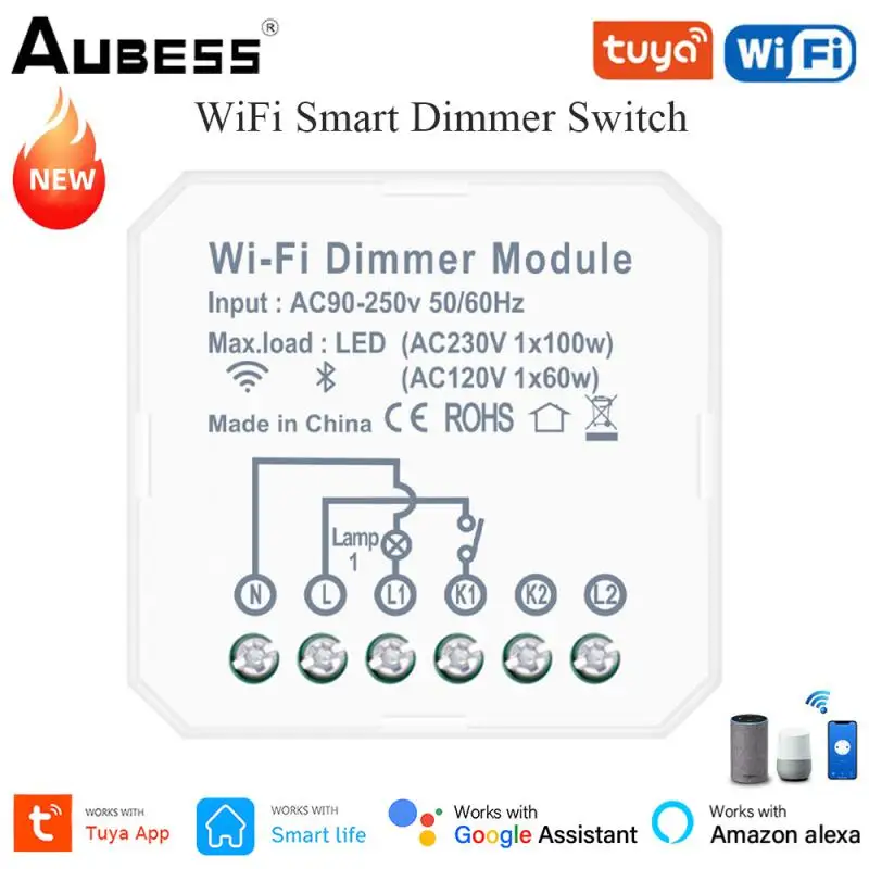 

Tuya WiFi Smart Dimmer Switch Module Smart Home Miswire-proof Timer Smart Life Remote Control Works with Alexa Google Home