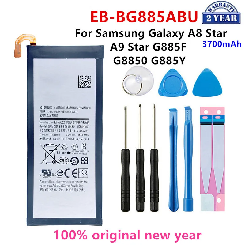 

100% Orginal EB-BG885ABU 3700mAh Replacement Battery For Samsung Galaxy A8 Star A9 Star SM-G885F/Y G8850 Batteries+Tools Kits