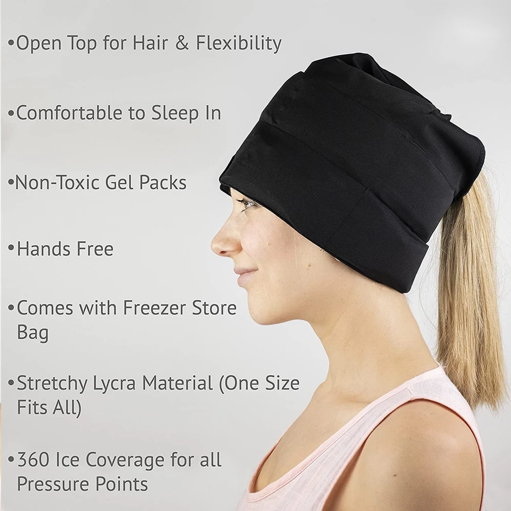New Migraine Gel Ice Hat Cooling Headache Pack Wearable Cold Therapy Wrap for Tension Sinus Pressure Pain Relief Stress Reliever |