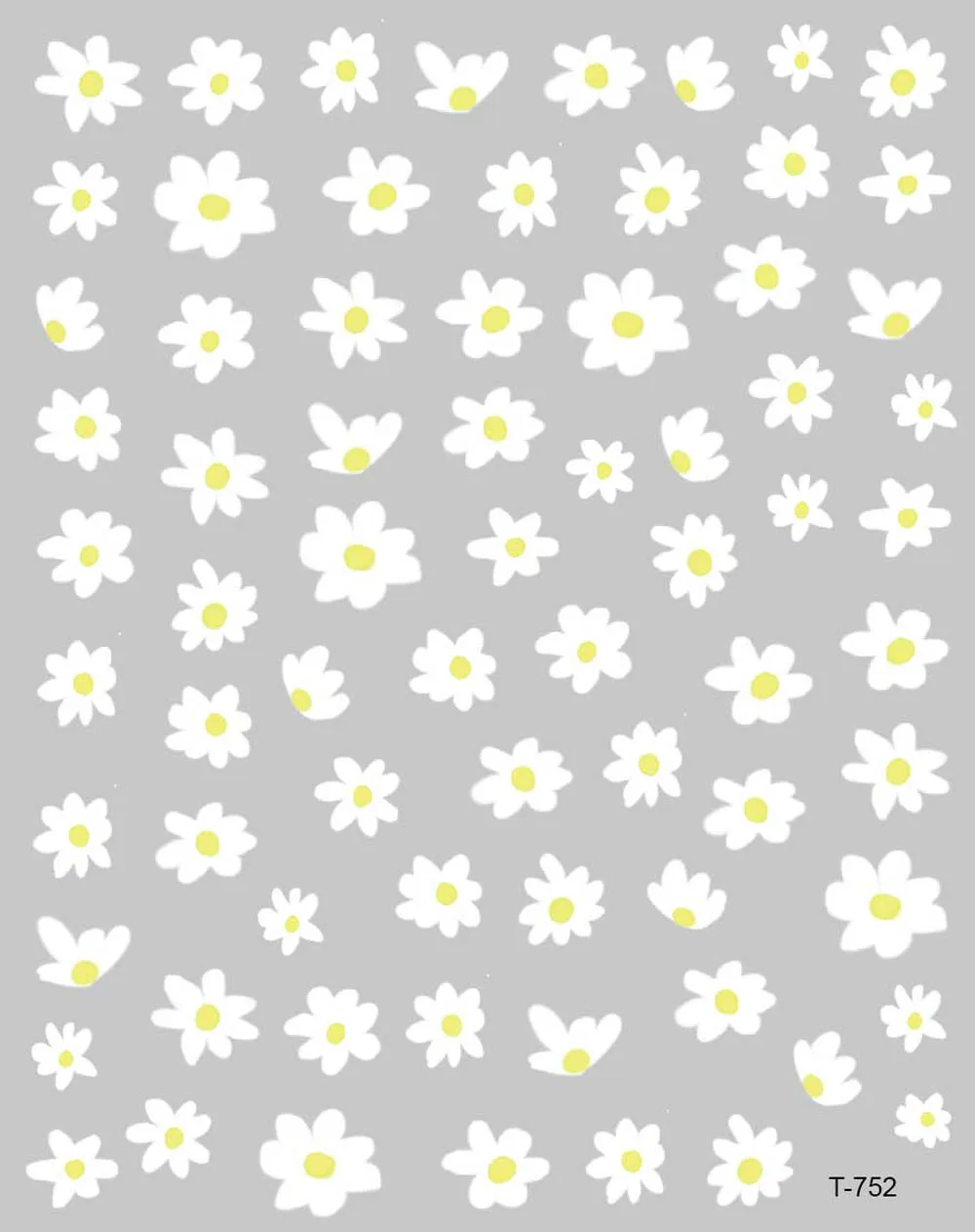 1Pcs 3D Daisy Flower Nail Art Stickers White Manicure Spring Summer Smile Design Yellow Green Self-Adhesive Decals Slider