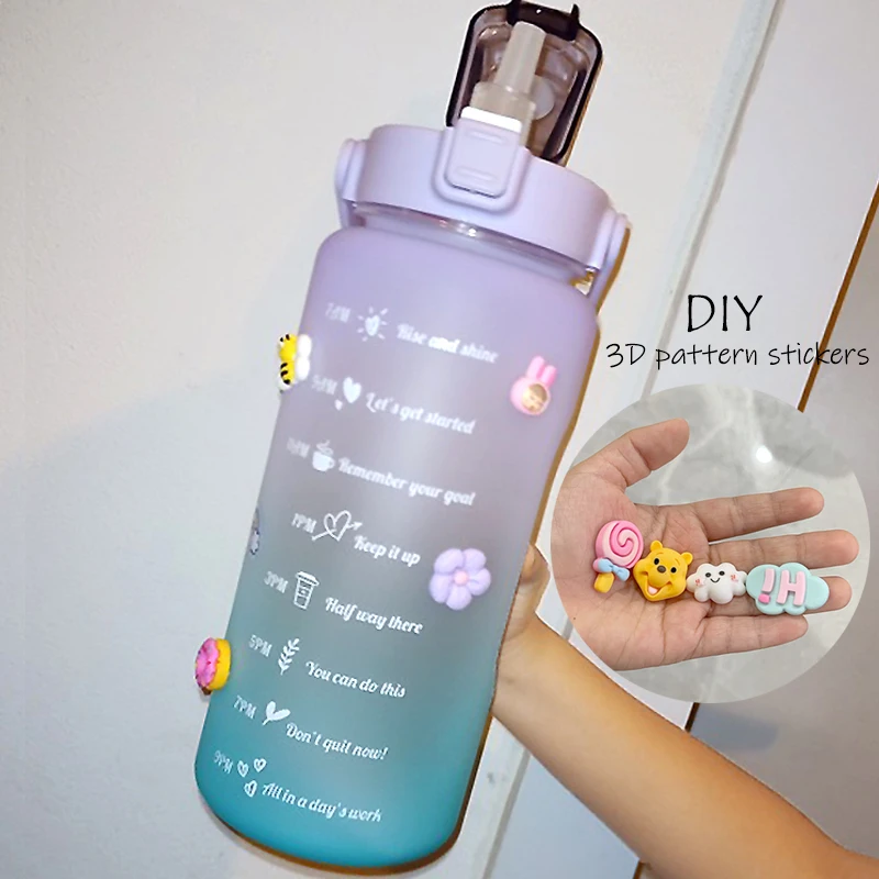 Xiaomi Water Bottle with Straw 2 litre drinking bottle 2l water bottle for girls free shipping Cup Sports