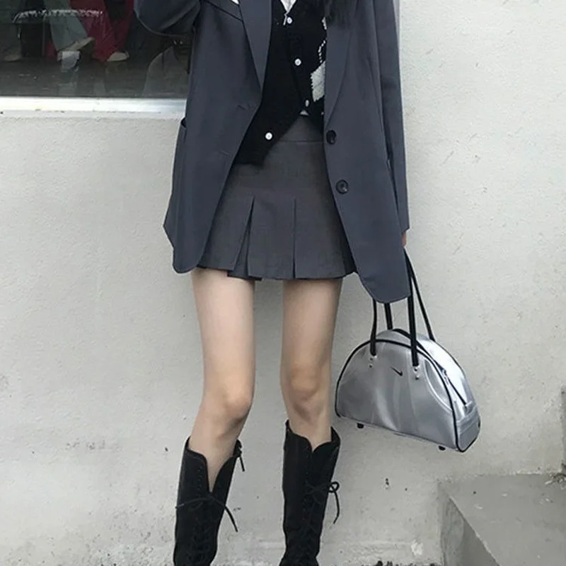 Женская плиссированная мини-юбка с высокой талией в Корейском стиле | одежда