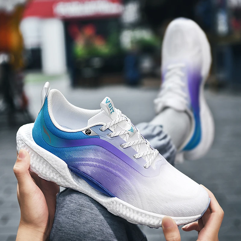 Sneakers Men's Walking Shoes Mesh Breathable Lightweight Shock-absorbing Slow Running Fashion Casual Shoes Pop Rice Bottoms