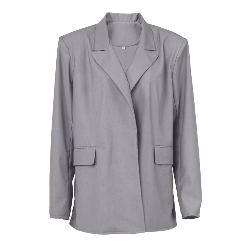 Autumn and Winter New Small Suit Women Commuting Long Coat Long Sleeve Suit Collar Shoulder Pad Coat for Women