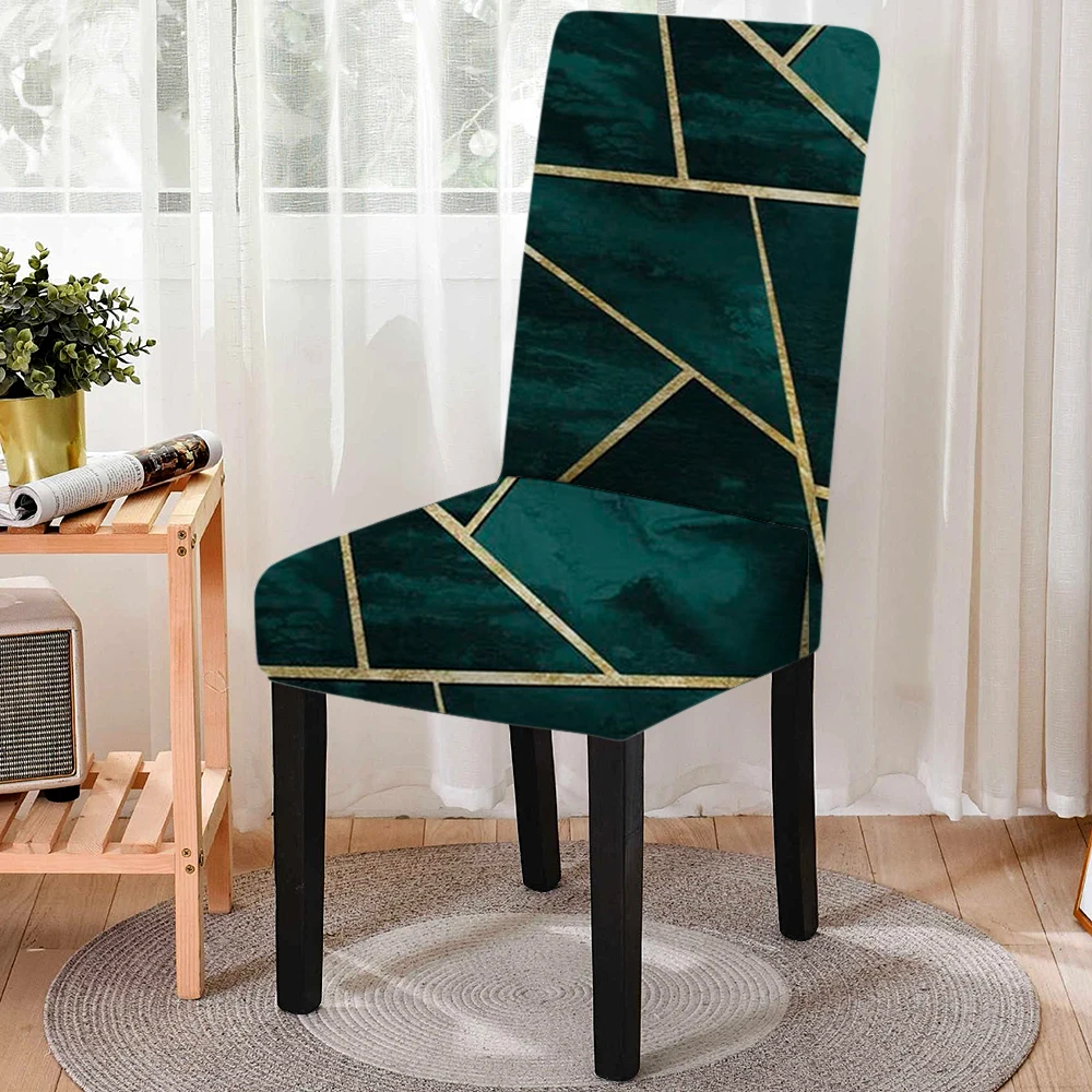 

Geometric Dining Chair Covers Spandex Stretch Dining Banquet Slipcover Chair Cover Room Decor Anti-dirty Dining Room Seat Cover