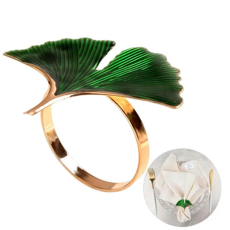 

Alloy Napkin Rings Modern Gold Leaves Napkin Buckle Table Decoration For Wedding Valentine's Day Party Hotel Home Restaurant