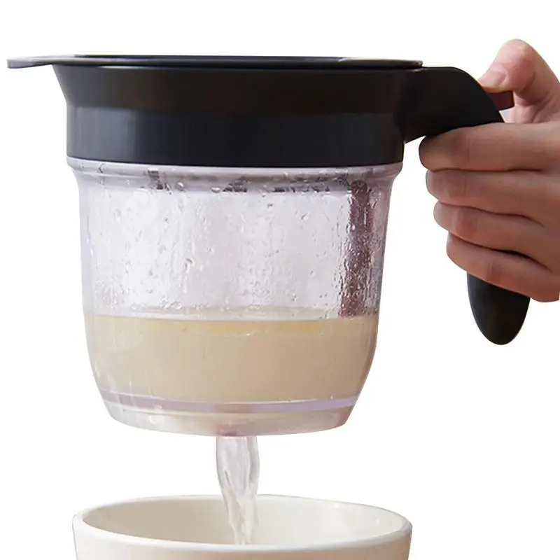

Fat Separator Gravy Strainer With Bottom Release 1L Kitchen Gadgets Liquid Strainer With Filter Screen For Cooking Oil Soup Fat