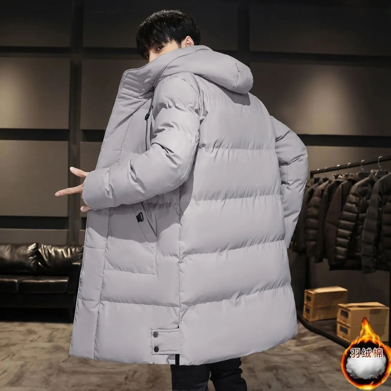 

Winter down cotton jacket, men's oversized, loose and thickened mid length ded, trendy cotton jacket, new jacket