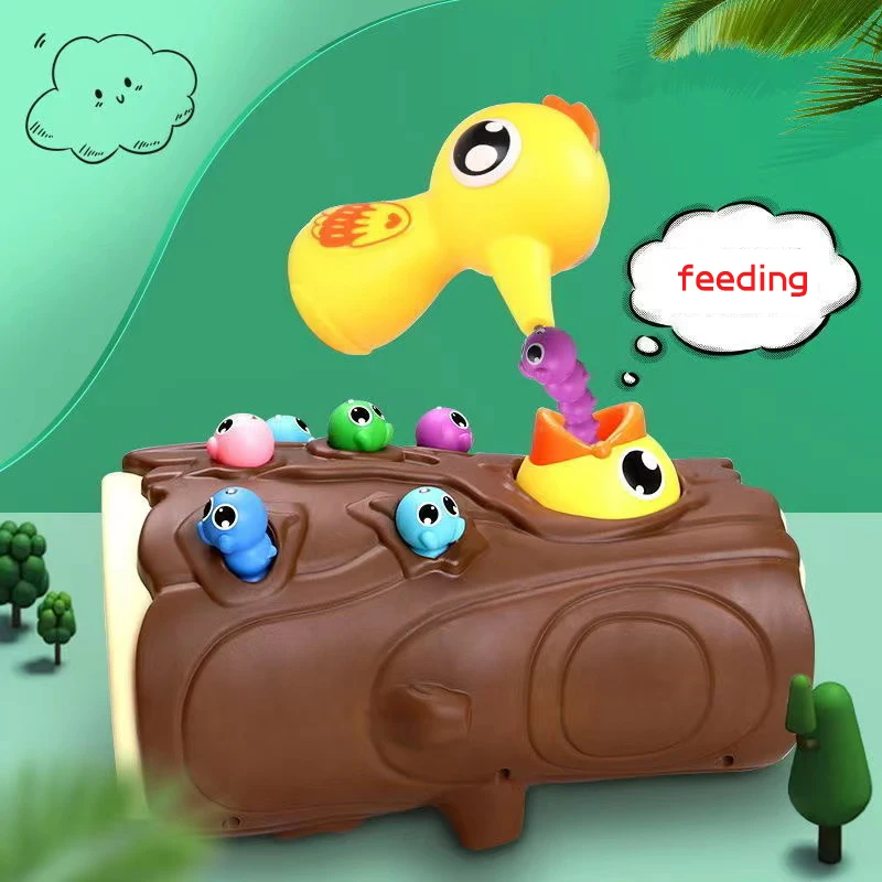 Детские игрушки Монтессори магнитные черви для ловли древесины и кормления игра