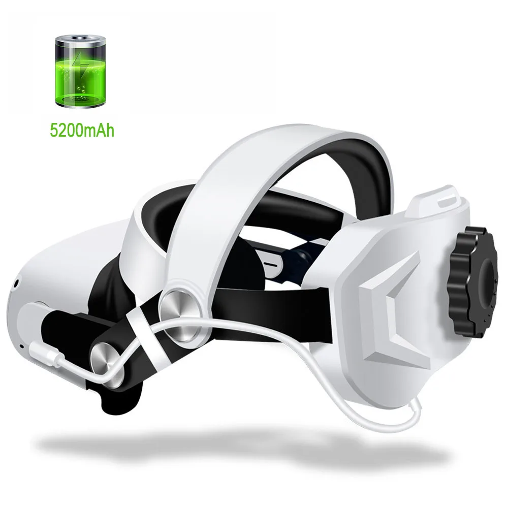 

For Oculus Quest 2 Elite Strap Adjustable Head Strap Increase Supporting Rechargeable 5200mAh Battery Headset VR Accessories
