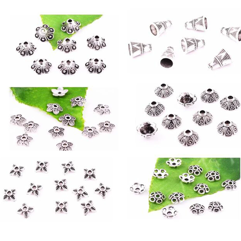

Wholesale Many Styles Antique Tibetan Silver Flowers Small End Beads Caps for Fashion Jewelry Making DIY Handmade Accessorie