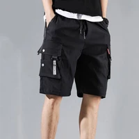 men pants young style solid color breathable multi pockets knee length deep crotch casual summer teenager shorts for home