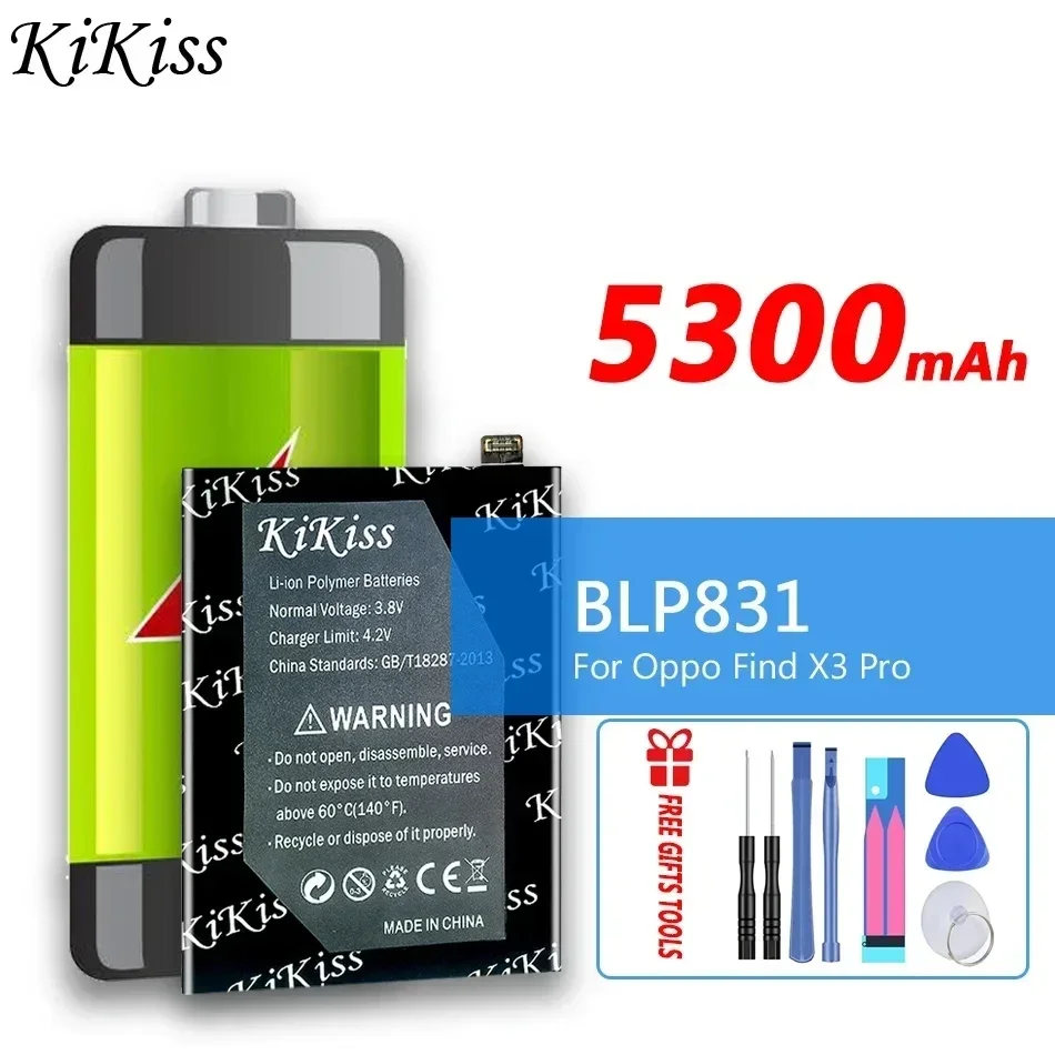 Мощный аккумулятор KiKiss 5300 мАч BLP831 для Oppo Find X3 Pro x3pro CPH2173 PEEM00