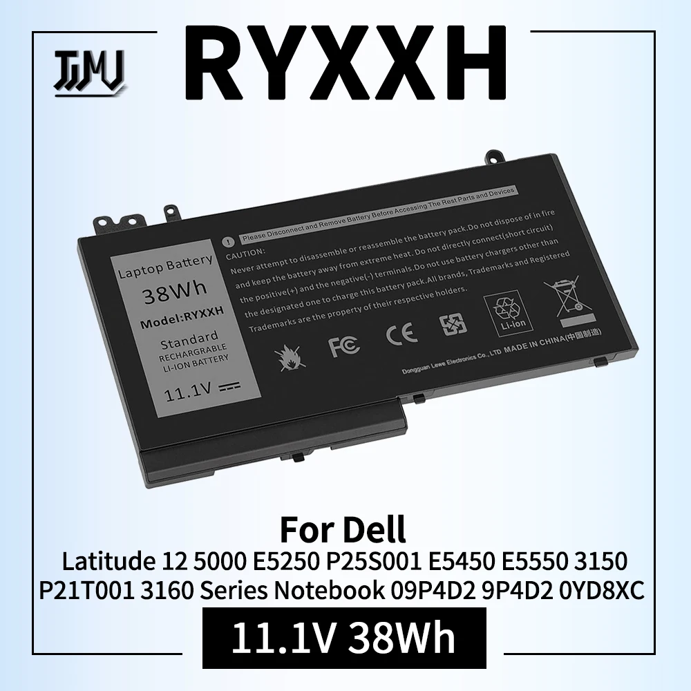 Фото 38Втч RYXXH ноутбук замена батареи для Dell Latitude 12 5000 E5250 P25S001 E5450 E5550 3150 P21T001 3160 серии ноутбук 09P4D2 9P4D2 0YD8XC 5TFCY VVXTW VY9ND №1