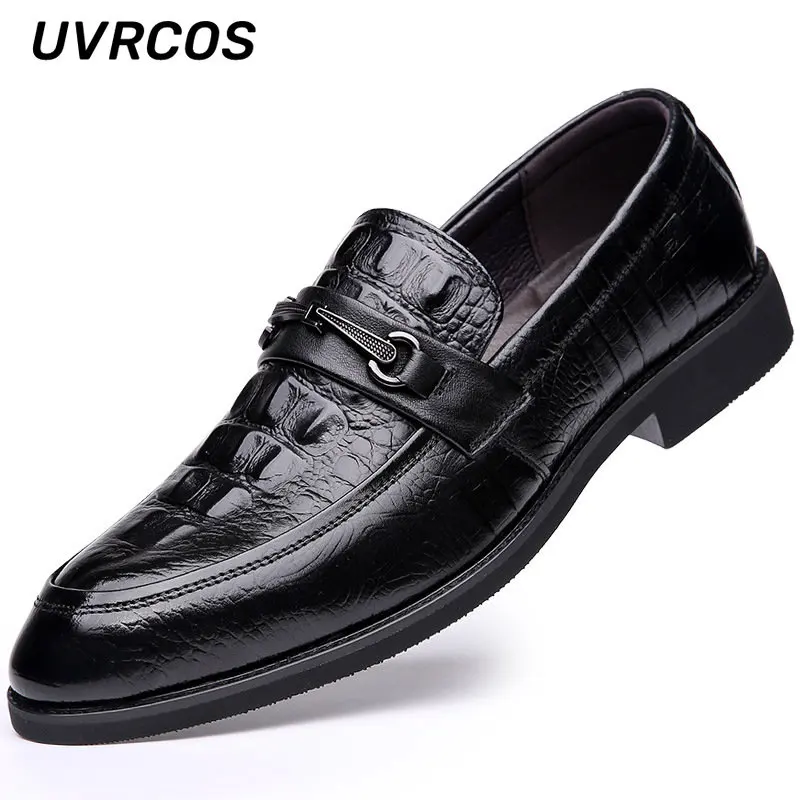

Business Formal Leather Shoes Pointed Toe Low-heeled Men Breathable Single Fashion Low-top Solid Color 2022 New
