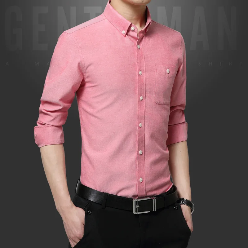 Mattswag Mens High Quality Oxford Cloth Wedding Shirts Solid Color Breathable Business Formal Top Casual Slim Fit Fashion Camisa