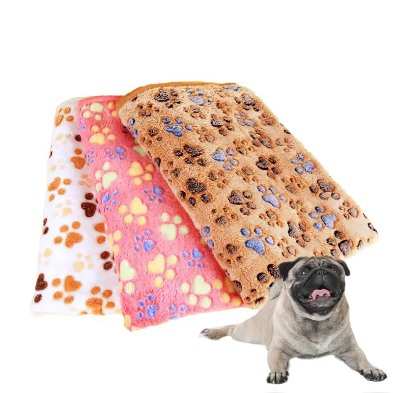 

Winter Warm Fleece Pet Dog Blanket Soft Fluffy Cute Paw Print Cat Bed Blankets Cotton Comfortable Cushion Sheet Supplies