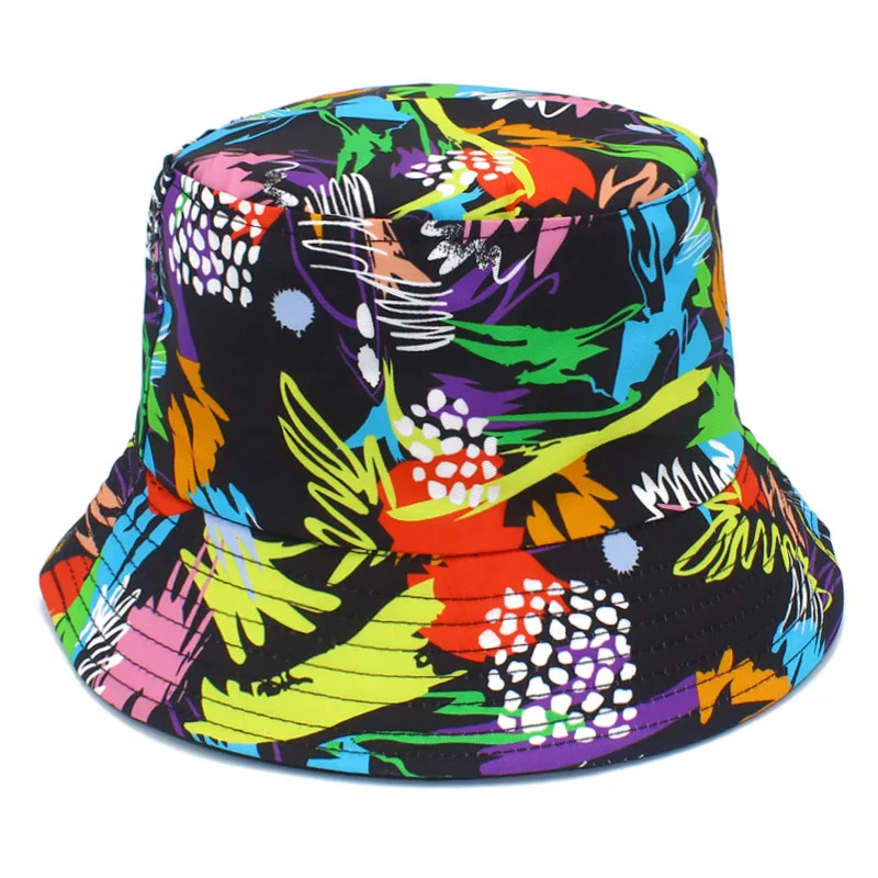 Hats Outdoor Fishman Cap Wide Brim Beach Painted Graffiti Sun Caps Men Women Bucket Hat Summer Chapeau Adult Buckets Sun Hat