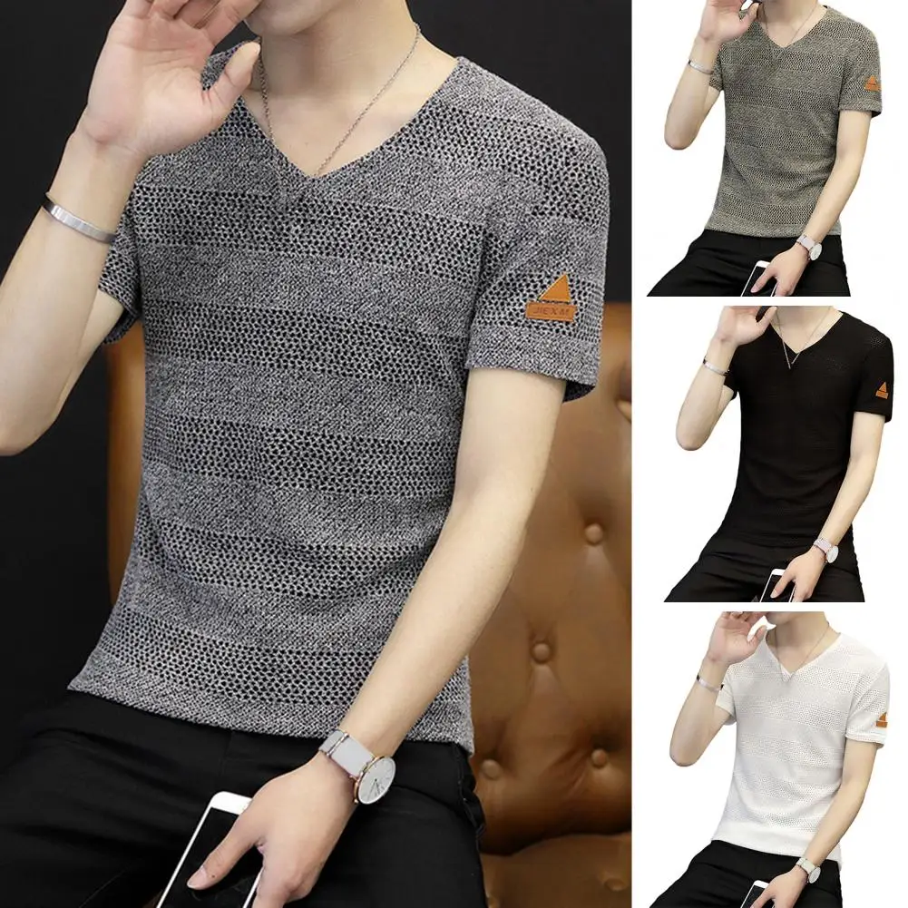

Plain T Shirt Men Summer Top Vintage Streetwear Knitted Black T Shirt V neck Short sleeve Tee Casual Streetwear