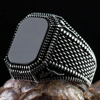 brass material open adjustable ring mens classic punk black ring vintage silver jewelry party accessories birthday gifts