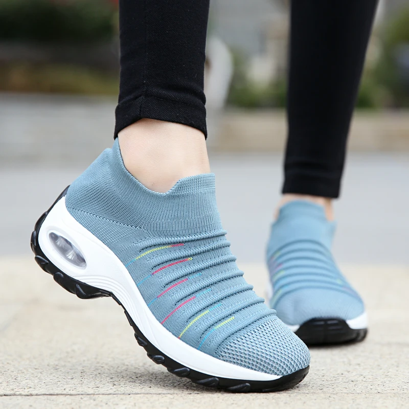 Women's Sneakers Sock Loafer Shoes Cushioned Fashion Platform Chunky Sneakers Slip on Casual Sports Shoes
