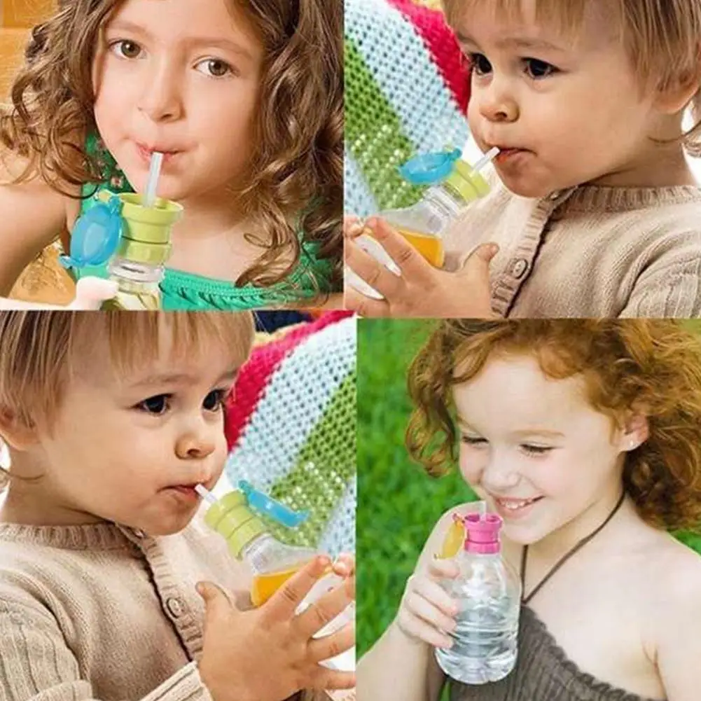 

Portable Hygiene Drink Feeder No Spill Choke Cute Water Bottle Adapter Cap & Tube Drinking Straw For Baby Infants Kid Whole F9x7