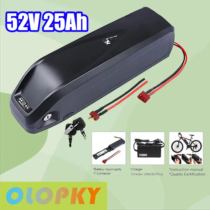 

52V Battery 25AH 52V 48V 36V Hailong Electric Bike Battery 30A 500W 750W 1000W 18650 Cell Ebike Battery BBS02 BBS03 BBSHD Bafang