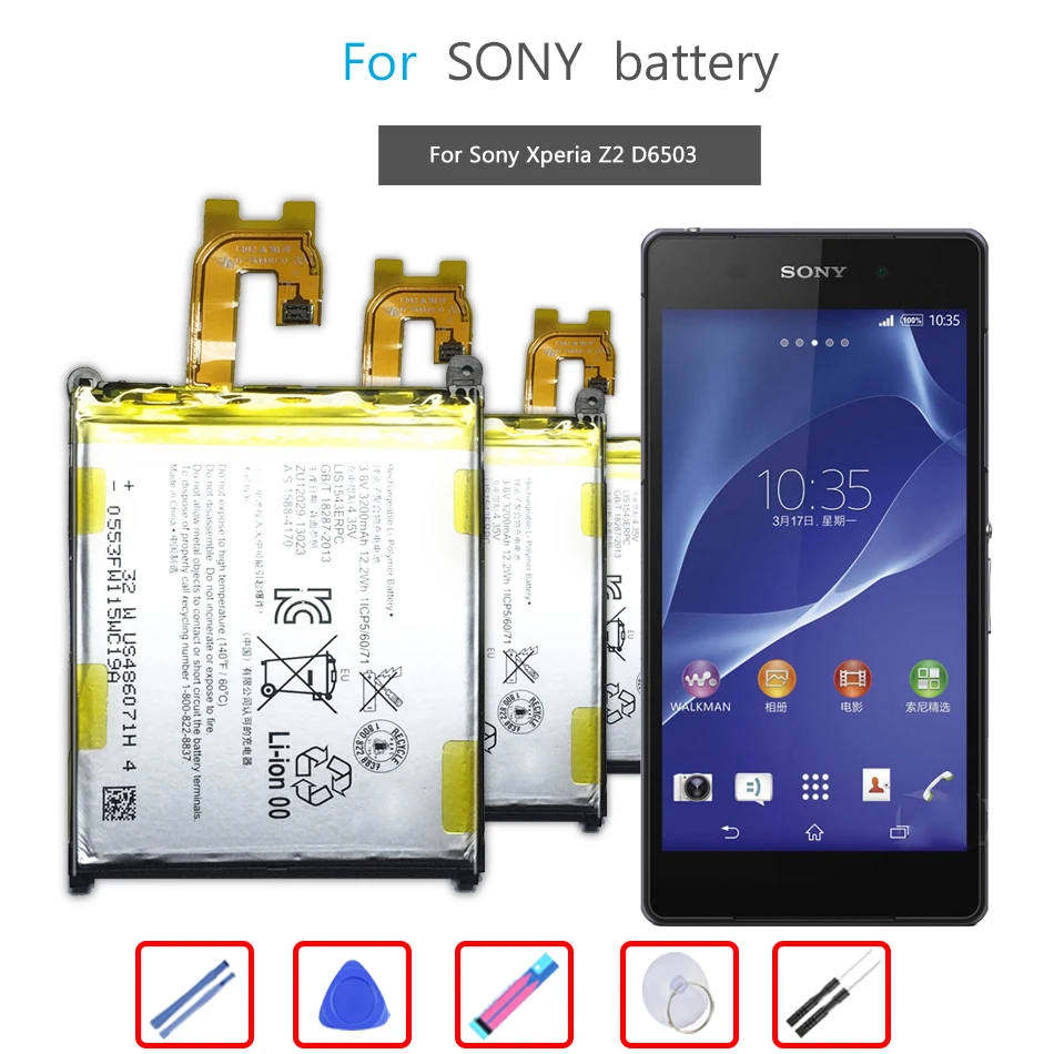 

3200mAh LIS1543ERPC Battery For SONY Xperia Z2 L50w Sirius SO-03 D6503 D6502 Phone High Quality Battery + TOOL