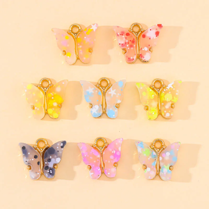 

20Pcs 12*14mm 8Colors Fashion Cute Acrylic Butterfly Charms Pendant For Making Sweet Drop Earrings Jewelry Accessories Wholesale