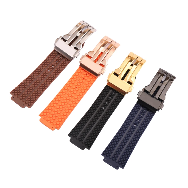 Watch accessories for HUBLOT Hublot Classic fusion Big Bang men's rubber strap 25*19 folding buckle