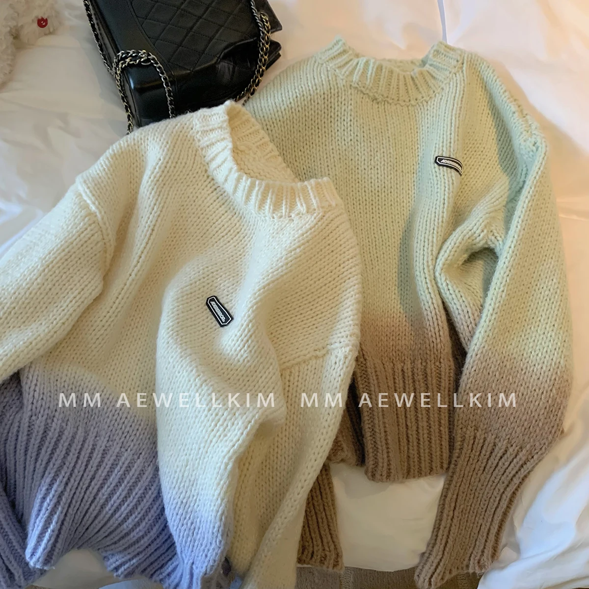 Ader error Gradient Short Waist Sweater Men's and Women's Autumn Winter Design Feel Small Loose Couple Slouchy Style T-Shirt