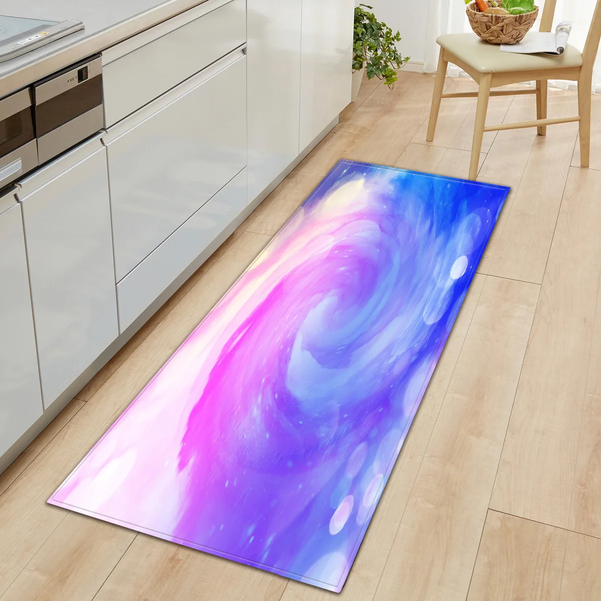 Colorful Universe Galaxy Cartoon Cat Pattern Print Rectangular Felt Rug Bedroom Rug All Kitchen and Home Decorations Floor Mats