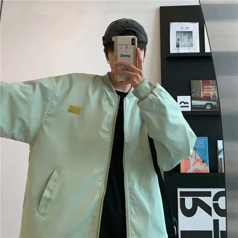 Мужская Двухсторонняя куртка в клетку повседневная американском стиле для весны