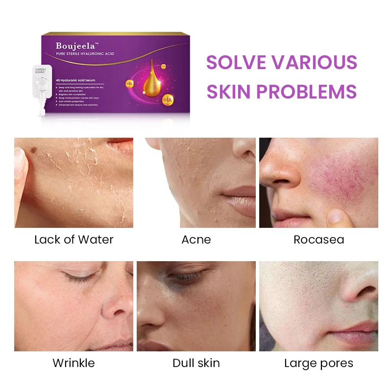 Увлажняющая и увлажняющая сыворотка для лица с гиалуроновой кислотой 4D 10 мл