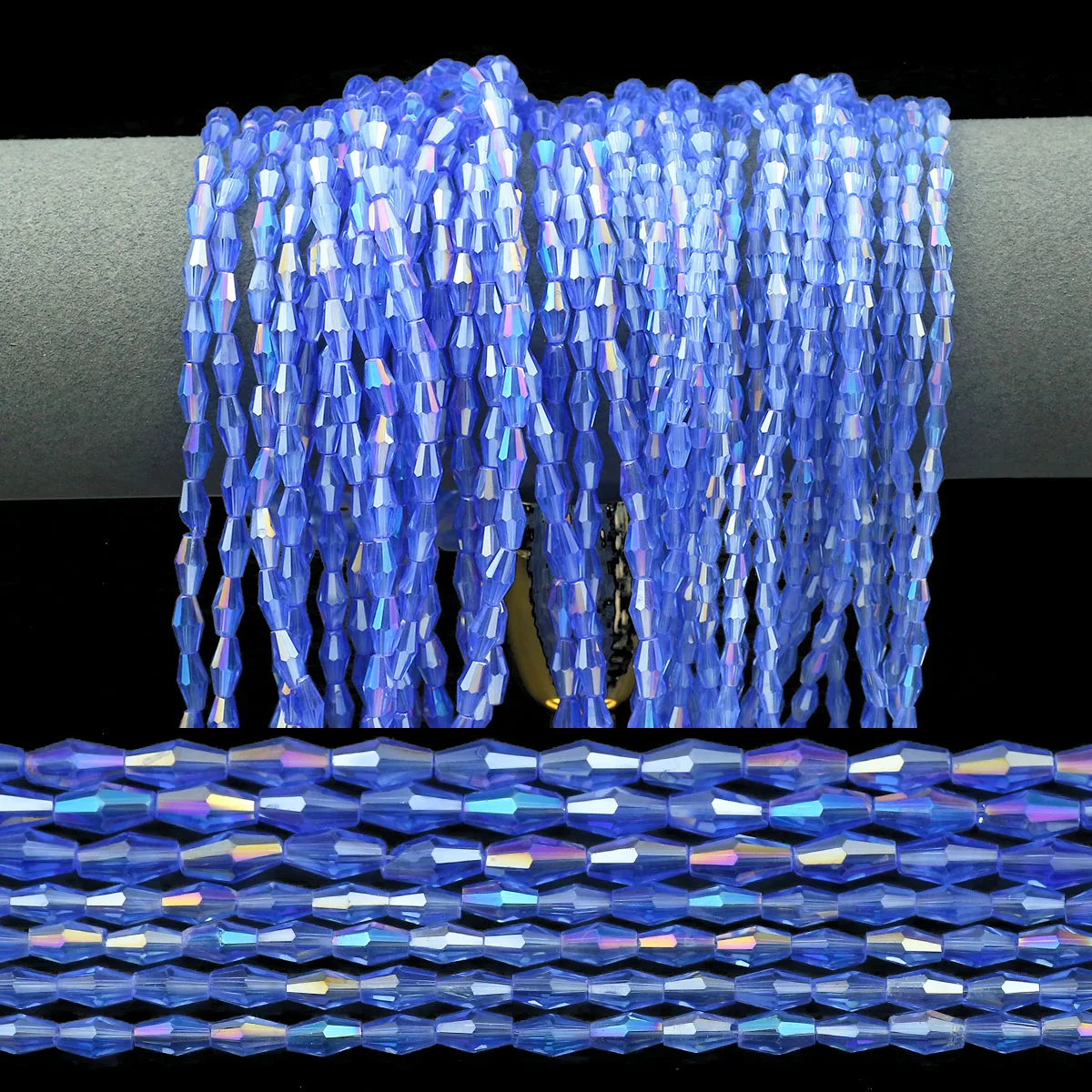 Голубые двойные конусы из австрийского хрусталя стеклянные бусины-разделители