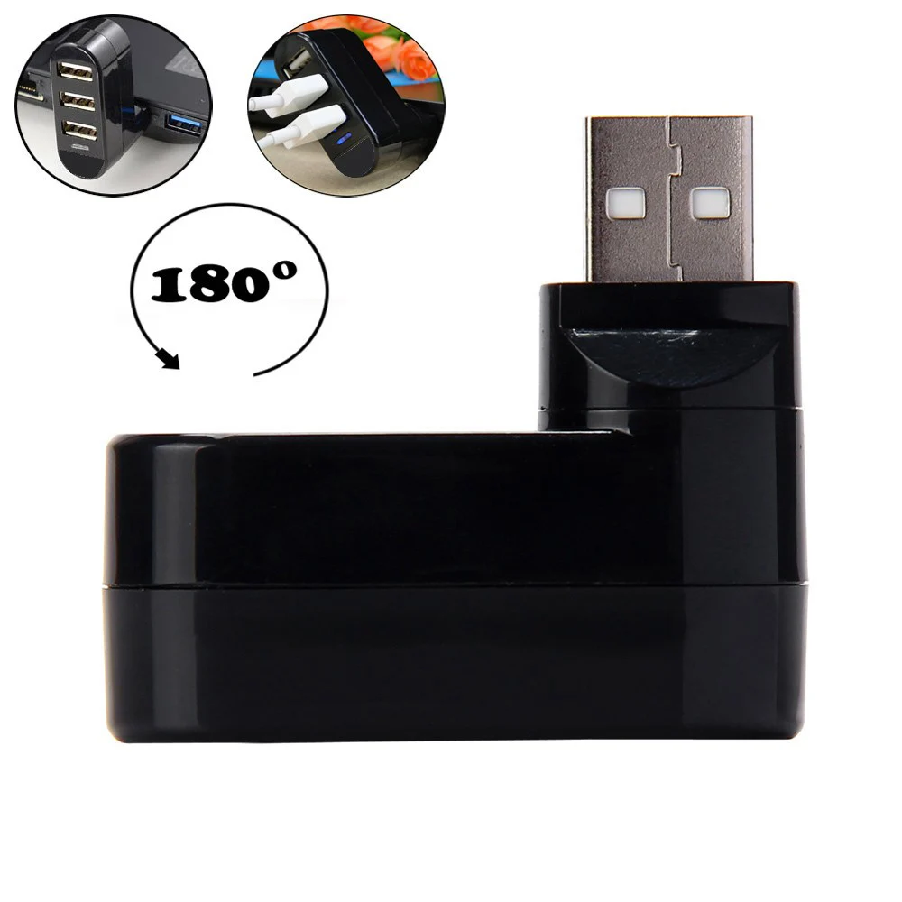 

Разветвитель-концентратор с 3 портами USB 2,0, мини-поворот для ПК, ноутбука