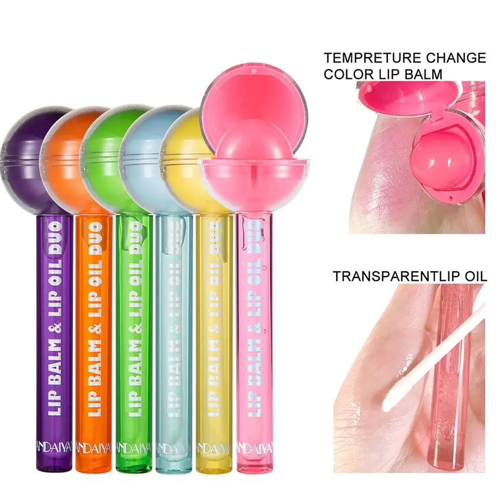 

HEALLOR 2 In 1 Cute Lollipop Lipstick Balm Lip Gloss Moisturizer Lipgloss Lipstick Waterproof Long Lasting Lip Tint Cosmetics
