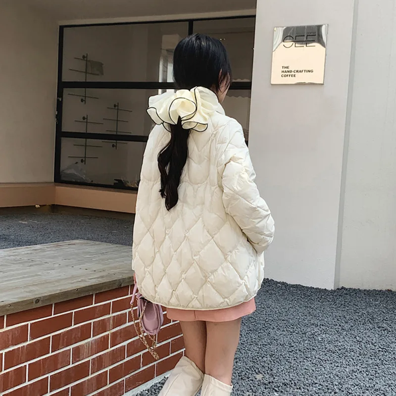 Женский легкий пуховик короткое повседневное теплое пальто с воротником-стойкой