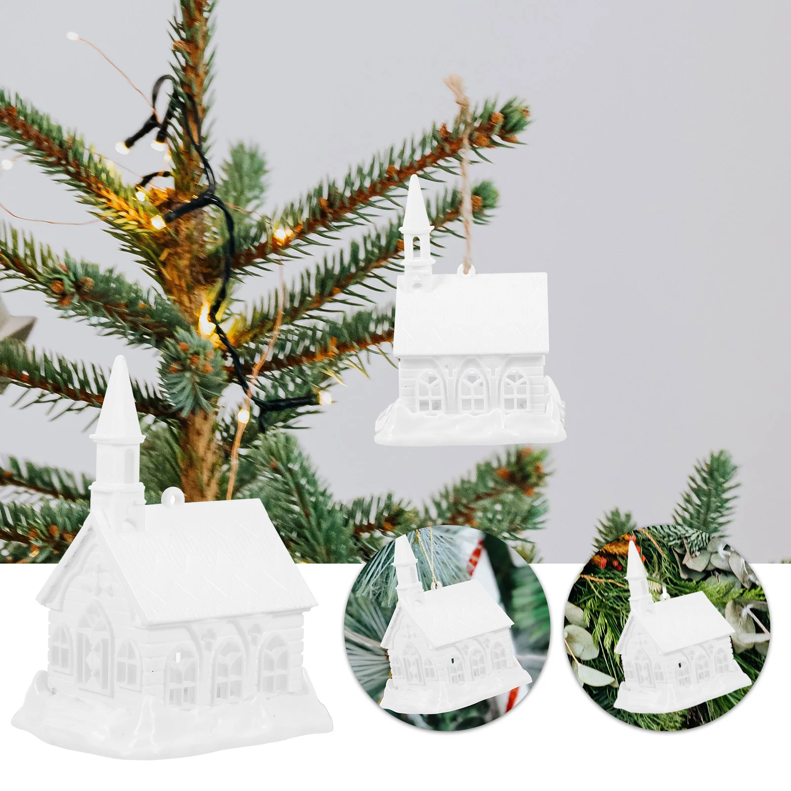 Белый маленький дом в снежной сцены пластиковая модель мини-рождественские