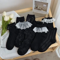 lace woman clothes retro kawaii princess socks bow tie harajuku japanese lolita black jk cute womens underwear
